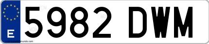 Ejemplo de matrícula española 5982 DWM