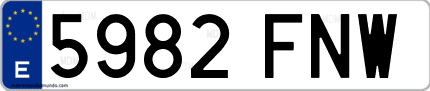Ejemplo de matrícula de coche ordinaria 5982 FNW