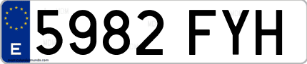 Ejemplo de matrícula de coche ordinaria 5982 FYH