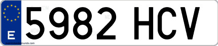 Ejemplo de matrícula de coche ordinaria 5982 HCV