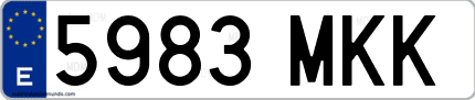 Ejemplo de matrícula de coche ordinaria 5983 MKK