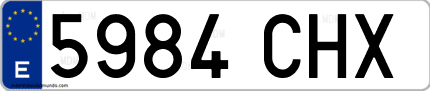 Ejemplo de matrícula de coche ordinaria 5984 CHX