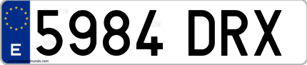 Ejemplo de matrícula de coche ordinaria 5984 DRX