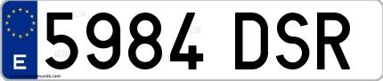Ejemplo de matrícula española 5984 DSR