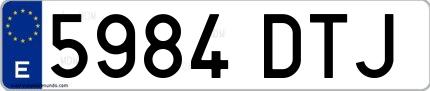 Ejemplo de matrícula española 5984 DTJ