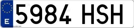 Ejemplo de matrícula española 5984 HSH
