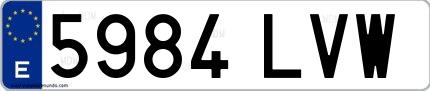 Ejemplo de matrícula española 5984 LVW