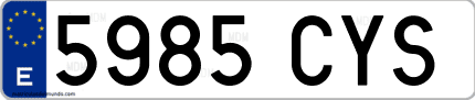 Ejemplo de matrícula de coche ordinaria 5985 CYS