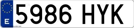Ejemplo de matrícula española 5986 HYK