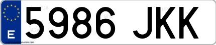 Ejemplo de matrícula española 5986 JKK