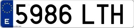 Ejemplo de matrícula española 5986 LTH