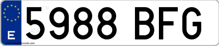 Ejemplo de matrícula de coche ordinaria 5988 BFG