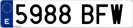 Ejemplo de matrícula de coche ordinaria 5988 BFW