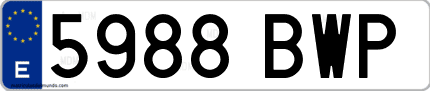 Ejemplo de matrícula de coche ordinaria 5988 BWP