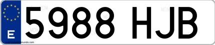Ejemplo de matrícula española 5988 HJB