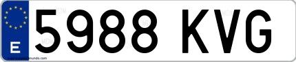 Ejemplo de matrícula española 5988 KVG