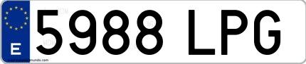 Ejemplo de matrícula española 5988 LPG