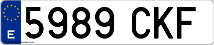 Ejemplo de matrícula de coche ordinaria 5989 CKF