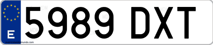 Ejemplo de matrícula de coche ordinaria 5989 DXT