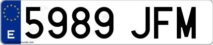 Ejemplo de matrícula española 5989 JFM
