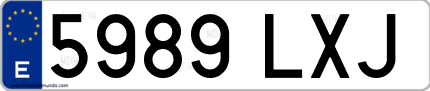 Ejemplo de matrícula de coche ordinaria 5989 LXJ