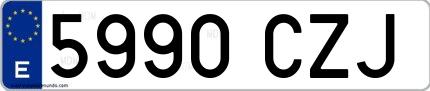 Ejemplo de matrícula española 5990 CZJ
