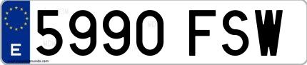 Ejemplo de matrícula española 5990 FSW