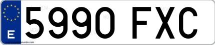 Ejemplo de matrícula española 5990 FXC