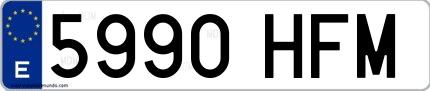 Ejemplo de matrícula española 5990 HFM