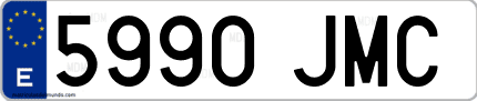 Ejemplo de matrícula de coche ordinaria 5990 JMC