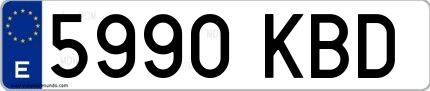 Ejemplo de matrícula española 5990 KBD