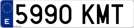 Ejemplo de matrícula de coche ordinaria 5990 KMT