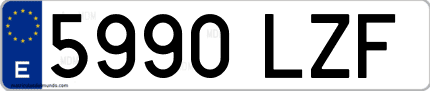 Ejemplo de matrícula de coche ordinaria 5990 LZF