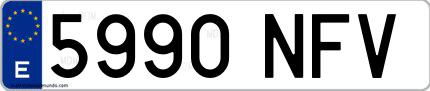 Ejemplo de matrícula española 5990 NFV
