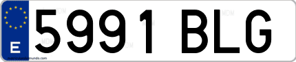 Ejemplo de matrícula de coche ordinaria 5991 BLG