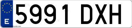 Ejemplo de matrícula de coche ordinaria 5991 DXH