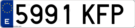 Ejemplo de matrícula de coche ordinaria 5991 KFP