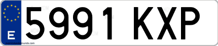 Ejemplo de matrícula de coche ordinaria 5991 KXP