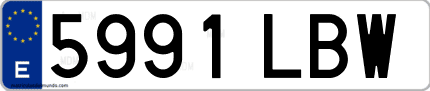 Ejemplo de matrícula de coche ordinaria 5991 LBW