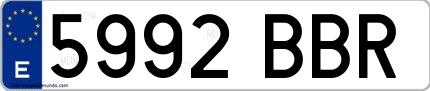 Ejemplo de matrícula española 5992 BBR