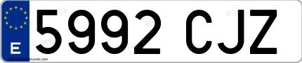 Ejemplo de matrícula española 5992 CJZ