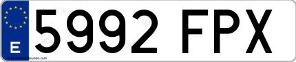Ejemplo de matrícula española 5992 FPX