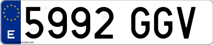 Ejemplo de matrícula de coche ordinaria 5992 GGV