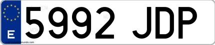 Ejemplo de matrícula española 5992 JDP