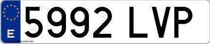 Ejemplo de matrícula española 5992 LVP