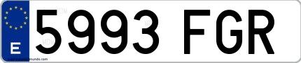 Ejemplo de matrícula española 5993 FGR