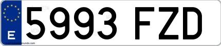 Ejemplo de matrícula española 5993 FZD