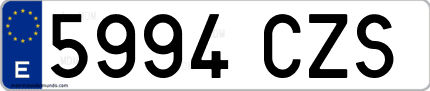 Ejemplo de matrícula de coche ordinaria 5994 CZS