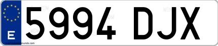 Ejemplo de matrícula española 5994 DJX