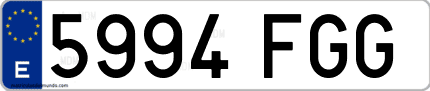 Ejemplo de matrícula de coche ordinaria 5994 FGG